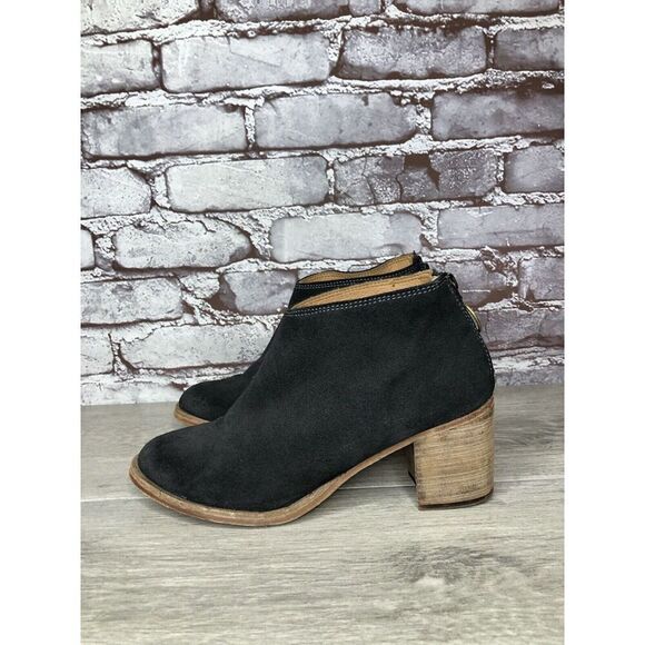 BEEK Falcon Black Suede Leather Back Zip Stacked Heel Booties Women’s 7M US/38EU - Picture 10 of 16